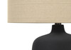 24" Black Ceramic Round Table Lamp with Beige Drum Shade