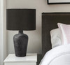 24" Black Ceramic Round Table Lamp with Black Drum Shade