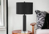 28" Black Metal and Acrylic Cylinder Table Lamp with Black Drum Shade