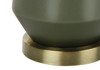 26" Green Ceramic Geometric Table Lamp with Ivory Drum Shade