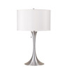 28" Silver Metal Bedside Table Lamp with White Shade