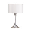 28" Silver Metal Bedside Table Lamp with White Shade