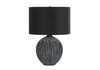 23" Black Ceramic Round Table Lamp with Black Drum Shade