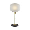 22" Antiqued Brass Table Lamp with White Ribbed Frosted Glass Dome Shade