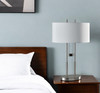 27" Silver Metal Bedside Table Lamp with White Shade