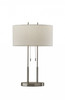 27" Silver Metal Bedside Table Lamp with White Shade
