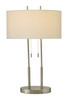 27" Silver Metal Bedside Table Lamp with White Shade