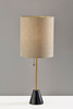 28" Black and Gold Marble and Metal Table Lamp with Beige Drum Shade