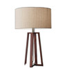 Walnut Wood Finish Linen Fabric Shade Table Lamp