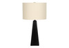 27" Black Geometric Table Lamp with Beige Drum Shade