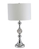 30" Silver Metal Bedside Table Lamp with White Classic Drum Shade