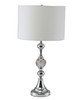 30" Silver Metal Bedside Table Lamp with White Classic Drum Shade