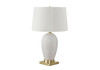 26" Gold and White Ceramic Urn Table Lamp with Cream Empire Shade