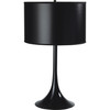 25" Black Minimalist Metal Table Lamp with Black Classic Drum Shade
