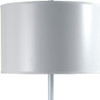 25" White Metal Table Lamp with White Classic Drum Shade