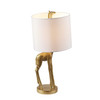 17" Gold Textured Giraffe Table Lamp with White Drum Shade