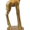 17" Gold Textured Giraffe Table Lamp with White Drum Shade