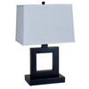 22" Bronze Open Square Table Lamp with White Rectangle Shade