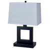 22" Bronze Open Square Table Lamp with White Rectangle Shade
