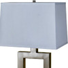 22" Nickel Open Square Table Lamp with White Rectangle Shade