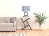 22" Nickel Open Square Table Lamp with White Rectangle Shade