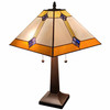 21" Dark Brown Metal Two Light Candlestick Table Lamp with Beige Lamp Shade