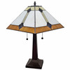 21" Dark Brown Metal Two Light Candlestick Table Lamp with Beige Lamp Shade