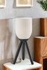23" Black Solid Wood Tripod Table Lamp with White Ribbed Glass Shade