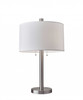 28" Silver Metal Two Light Bedside Table Lamp with White Drum Shade