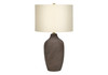 27" Gray Ceramic Urn Table Lamp with Beige Drum Shade