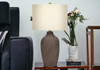 27" Gray Ceramic Urn Table Lamp with Beige Drum Shade