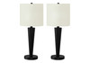 Set of Two 24" Black Metal Candlestick USB Table Lamps with Ivory Drum Shade