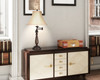 30" Rust Metal Table Lamp with Pearl Bell Shade
