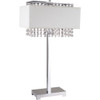 28" Silver Table Lamp with Faux Crystals and White Rectangle Shade