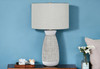 27" Gray and White Ceramic Round Table Lamp with Gray Drum Shade