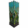 18" Dark Brown Table Lamp with Green and Black Shade