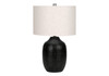26" Black Ceramic Urn Table Lamp with Ivory Drum Shade