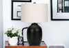 26" Black Ceramic Urn Table Lamp with Ivory Drum Shade