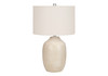 26" Cream Ceramic Urn Table Lamp with Cream Drum Shade