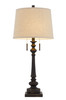 32" Charcoal Two Light Table Lamp with Tan Drum Shade