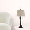32" Charcoal Two Light Table Lamp with Tan Drum Shade