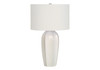 27" Cream Ceramic Geometric Table Lamp with Cream Drum Shade