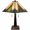 22" Dark Brown Metal Two-Light Candlestick Table Lamp with Beige Lamp Shade