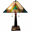 22" Dark Brown Metal Two-Light Candlestick Table Lamp with Beige Lamp Shade