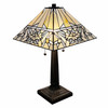 22in Dark Brown Metal Two-Light Candlestick Table Lamp with White Shade