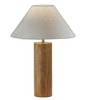 26" Natural Solid Wood Cylinder Table Lamp with White Cone Shade