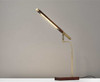 Walnut Wood Finish And Antique Brass Metal Adjustable Led Desk Lamp with Usb Port