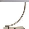 23" Silver Curved Table Lamp with White Rectangle Shade