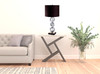 29" Silver Ceramic Geometric Table Lamp with Brown Classic Drum Shade