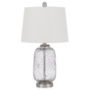 24" Nickel Metal Cylinder Table Lamp with White Empire Shade